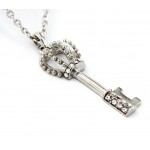 Rhinestone Key Charms Necklaces - Clear -NE-JVSN8697CL